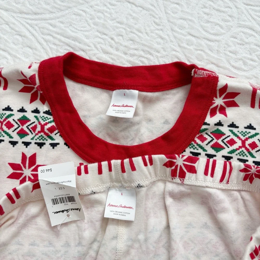 Hanna Andersson Adult Organic Cotton Fair Isle Dear Deer Christmas PJ Set‎